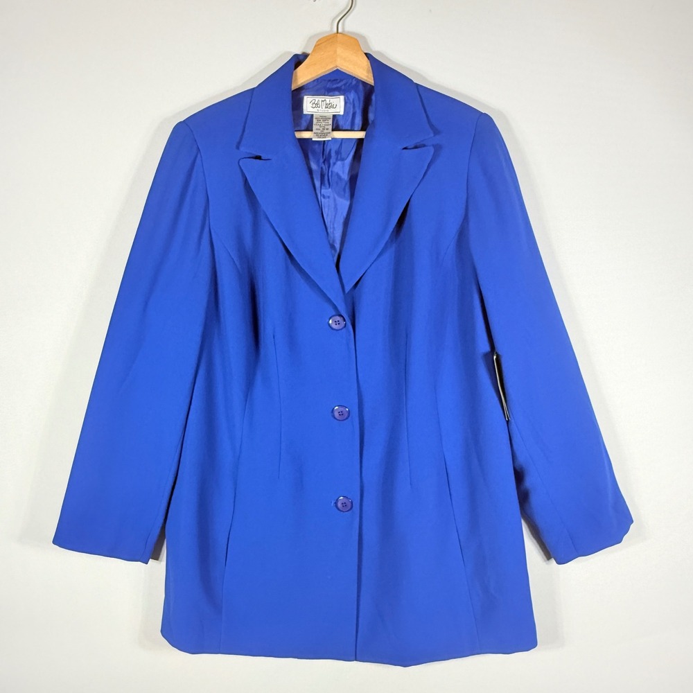 NEW Bob Mackie Studio Blazer Jacket Womens 16W Bright Royal Blue  Career‎ Wear
